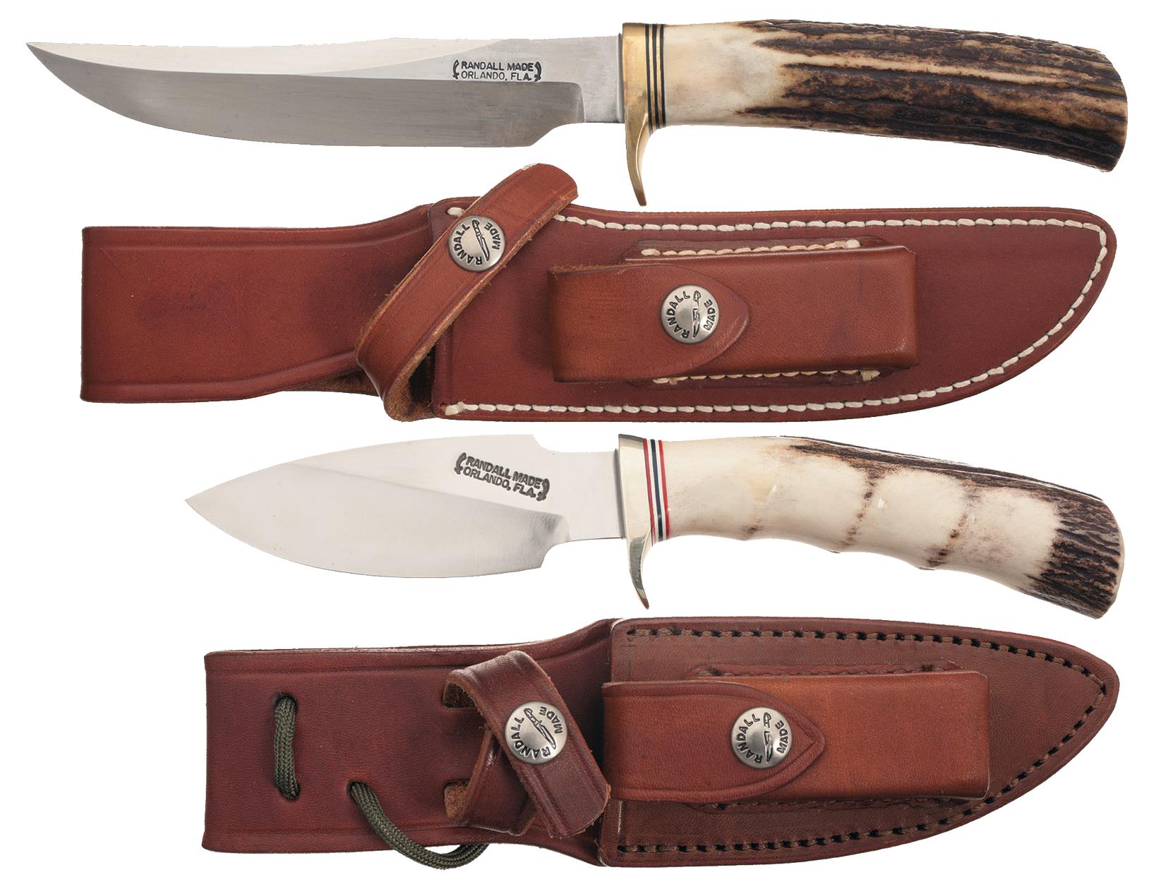 Two Randall Stag Handle Knives*s with Sheaths Rock Island Auction