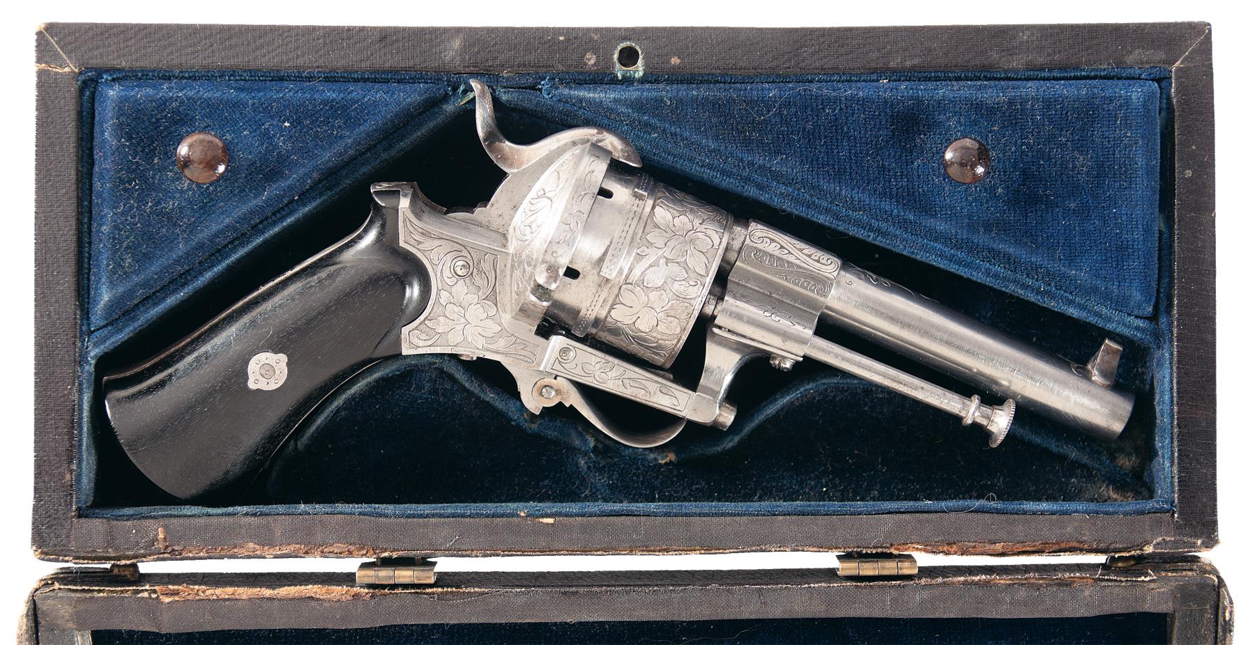 Cased Engraved European Pinfire Revolver Rock Island Auction 0103