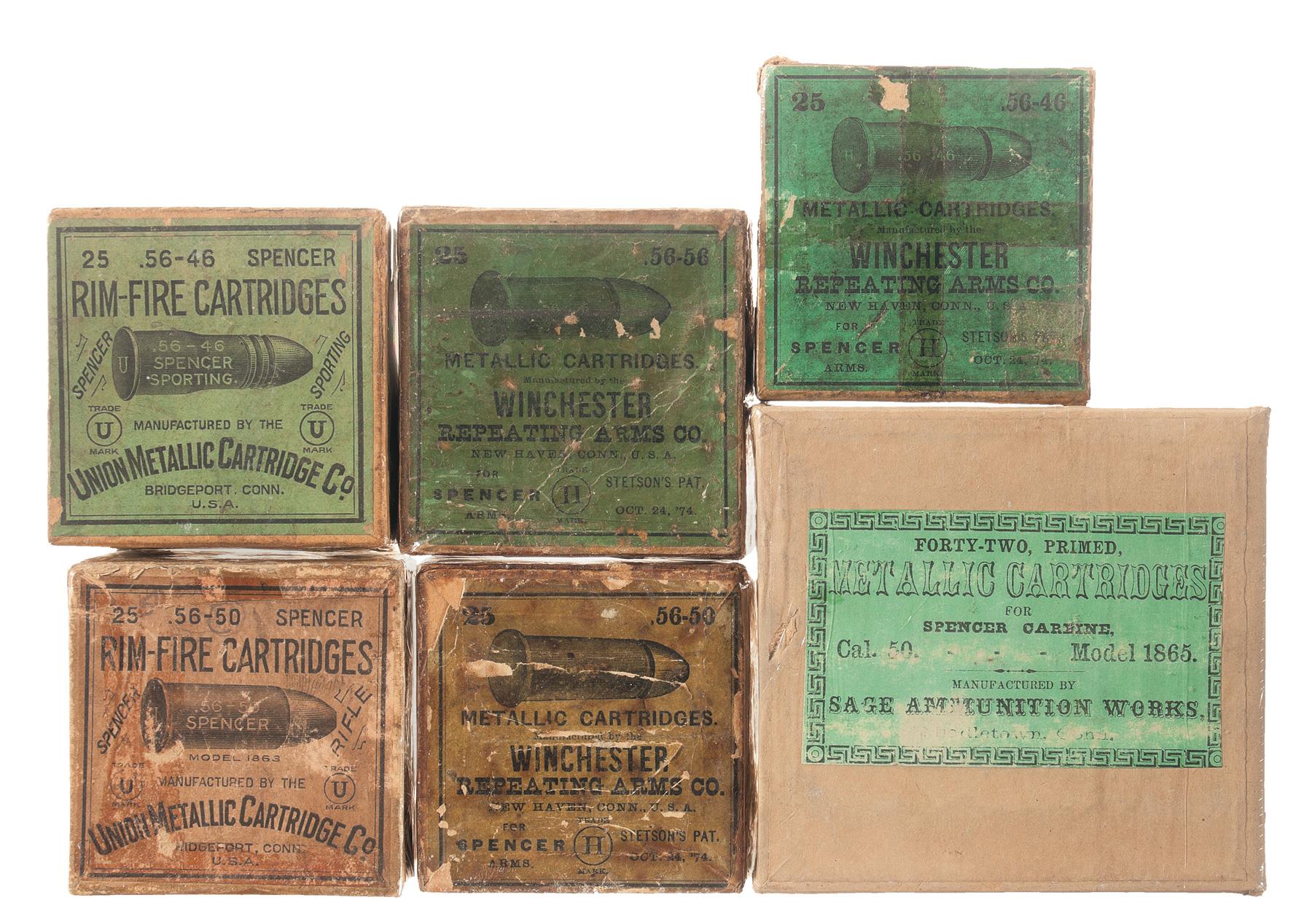 Five Assorted Spencer Cartridge Boxes and One Box of Spencer Amm | Rock ...