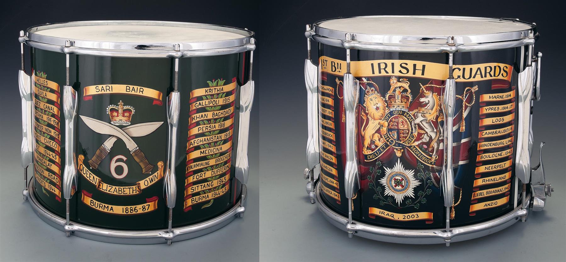 Two Contemporary Premier British Military Drums Rock Island Auction