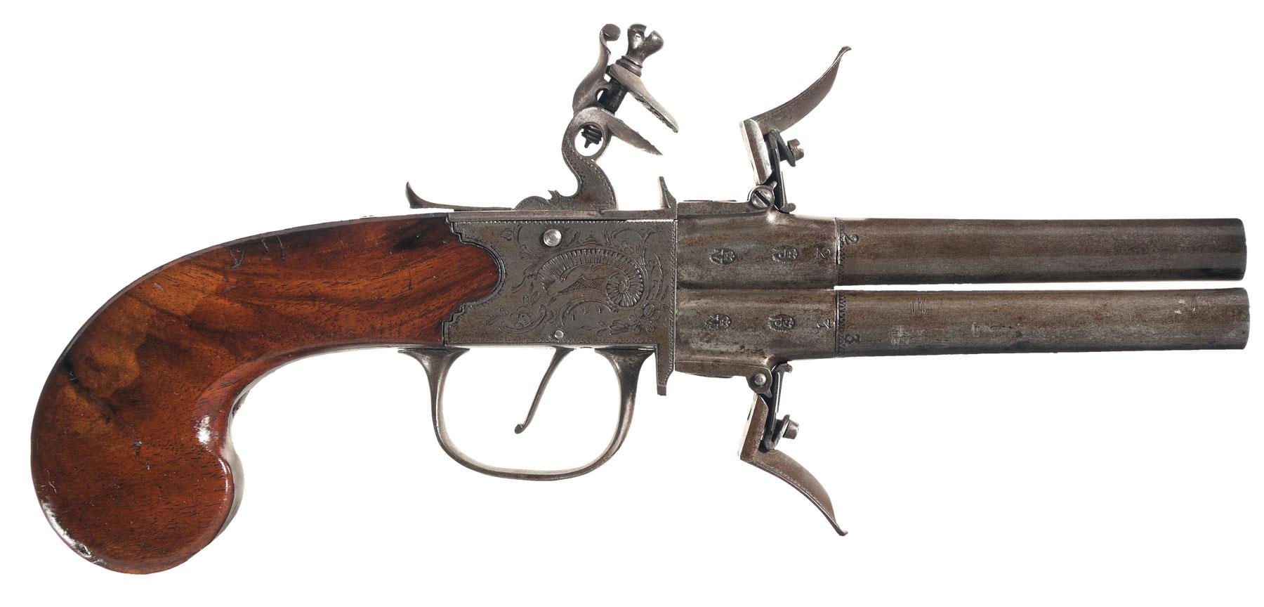Thomas Marked Swivel Over/Under Barrel Flintlock Pistol | Rock Island ...