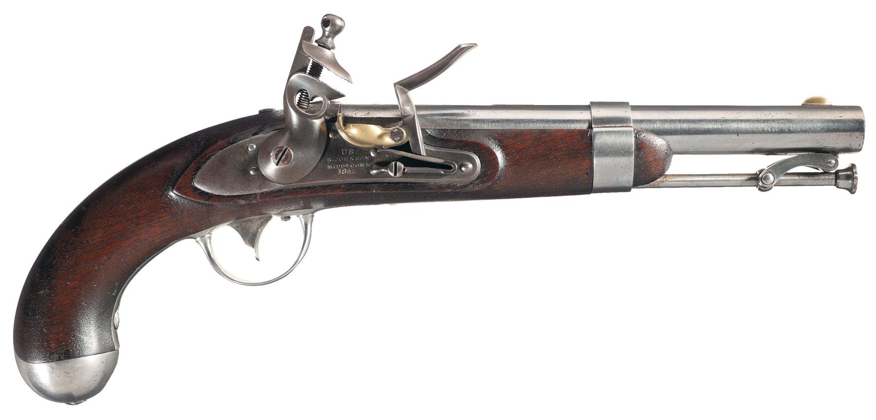 Exceptional Model 1836 Johnson Flintlock Pistol | Rock Island Auction