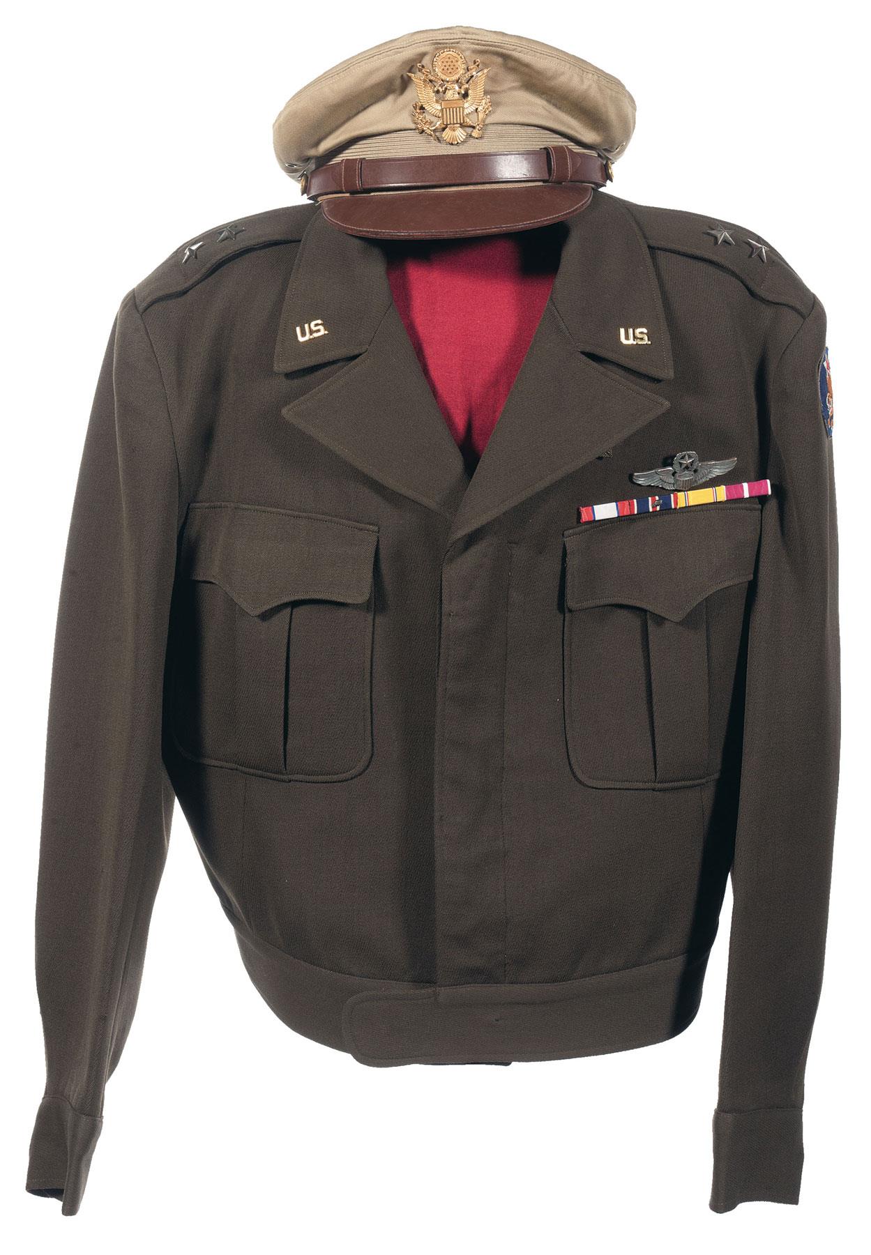 World War II USAAF Officer's Ike Jacket and Service Cap Attribut Rock