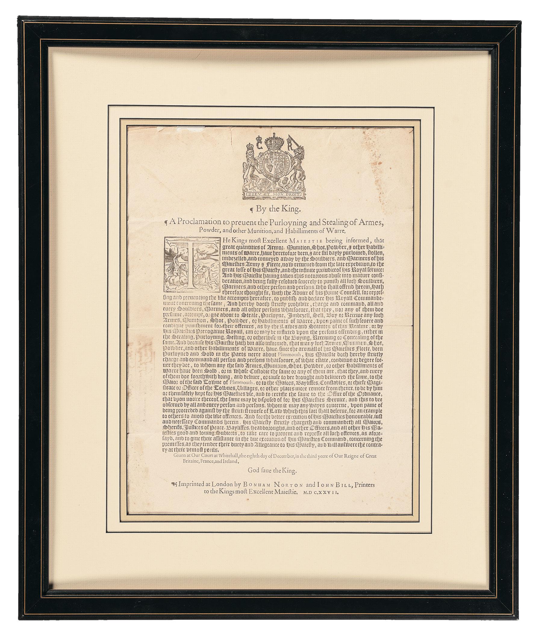 Royal Proclamation by King Charles I to Prevent the Purloining a | Rock ...