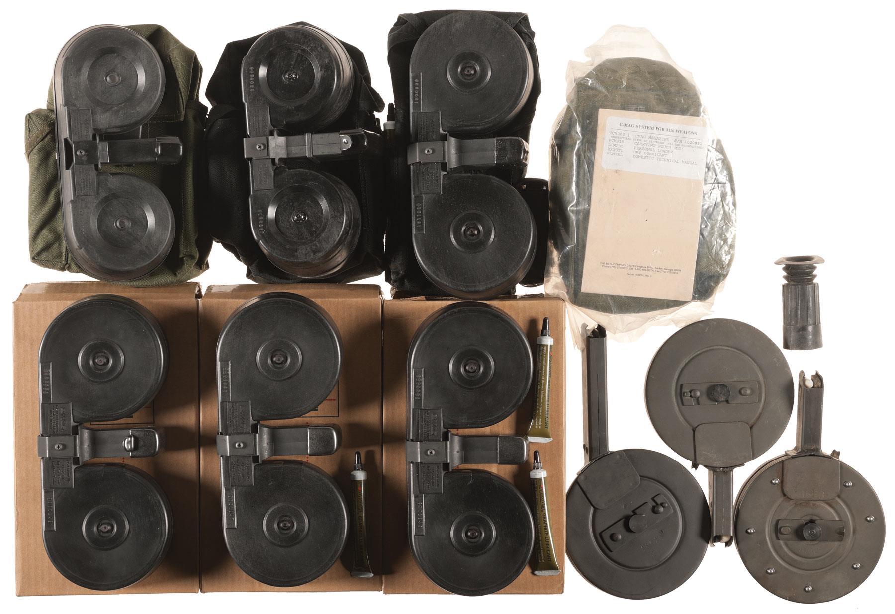 Ten Drum Magazines, Including Complete Beta CMag Kits Rock Island