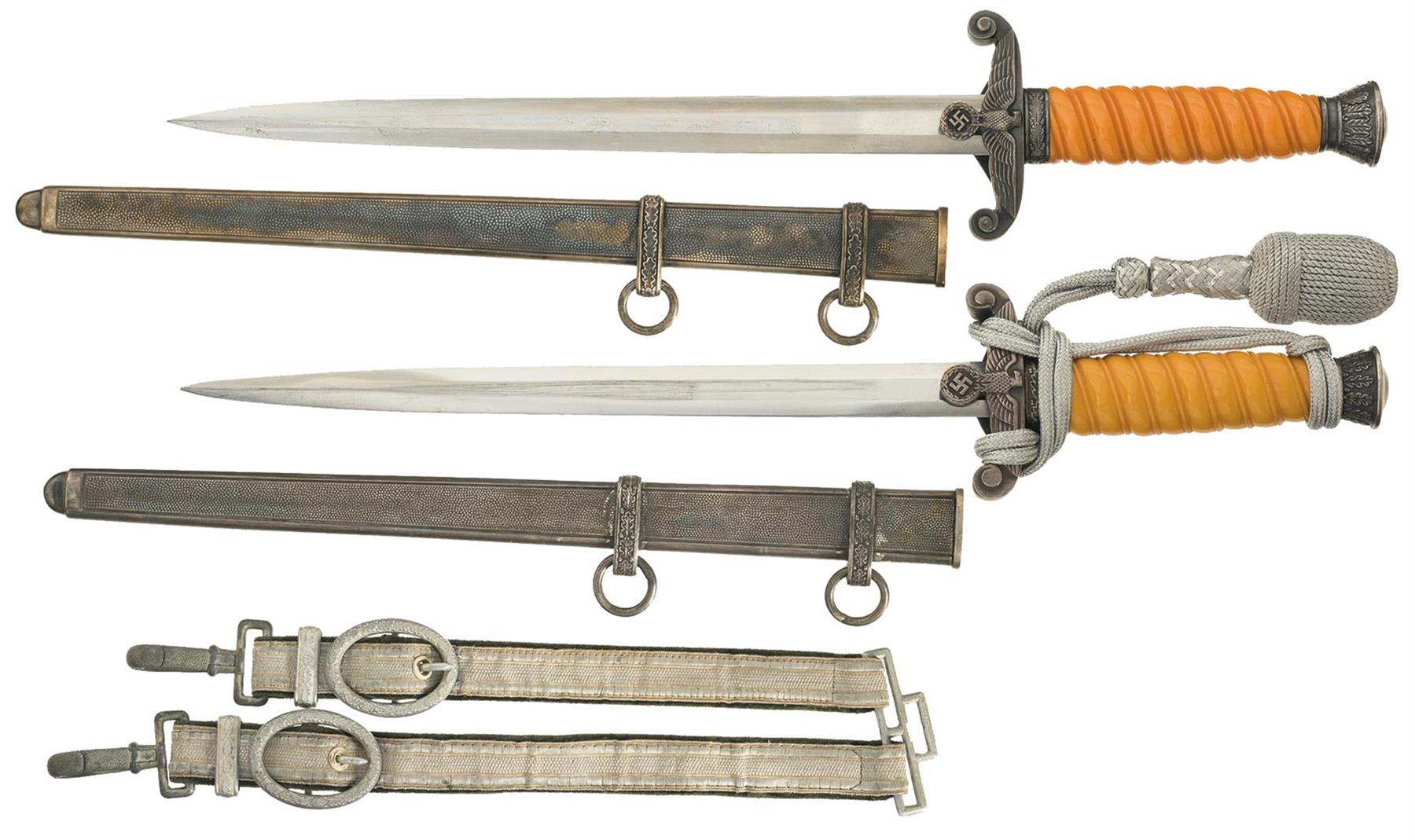 Two Excellent World War II Nazi Army Daggers with Scabbards | Rock ...