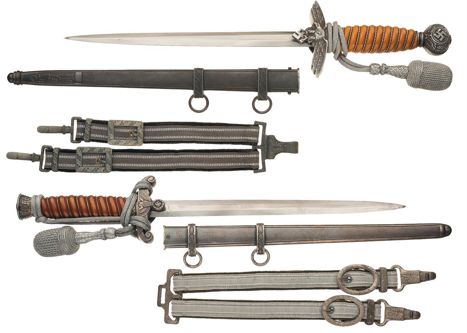 Two World War II Nazi Military Daggers with Scabbards, Hangers a | Rock ...