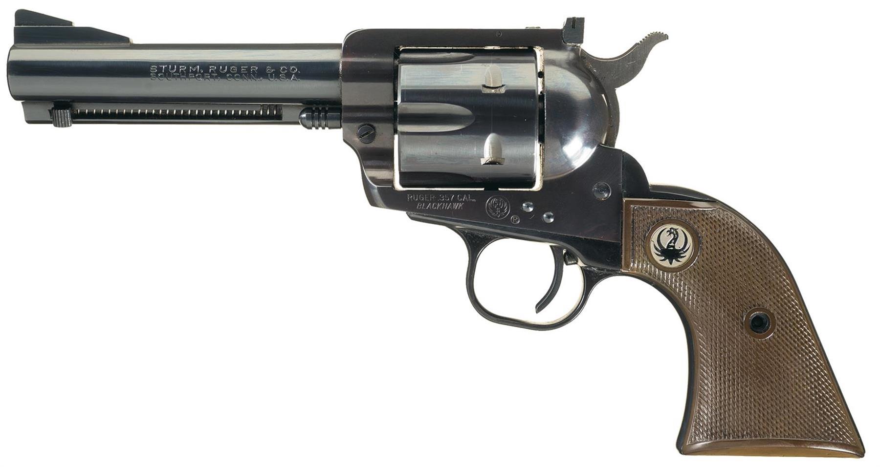 Early Ruger Blackhawk Flattop 357 Magnum Single Action Revolver with Holste...