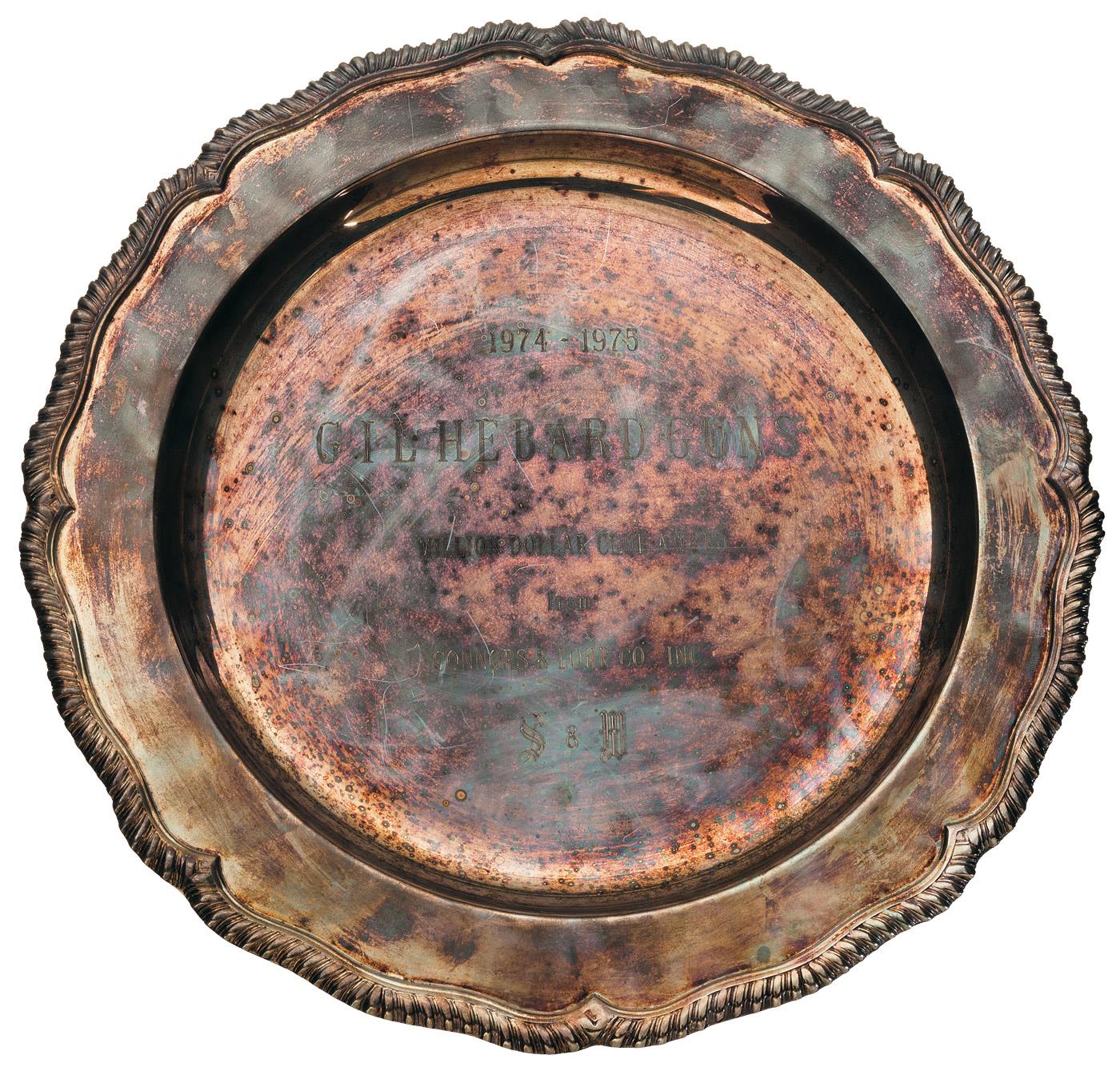 Gil Hebard Guns Million Dollar Club Silver Presentation Platter Rock