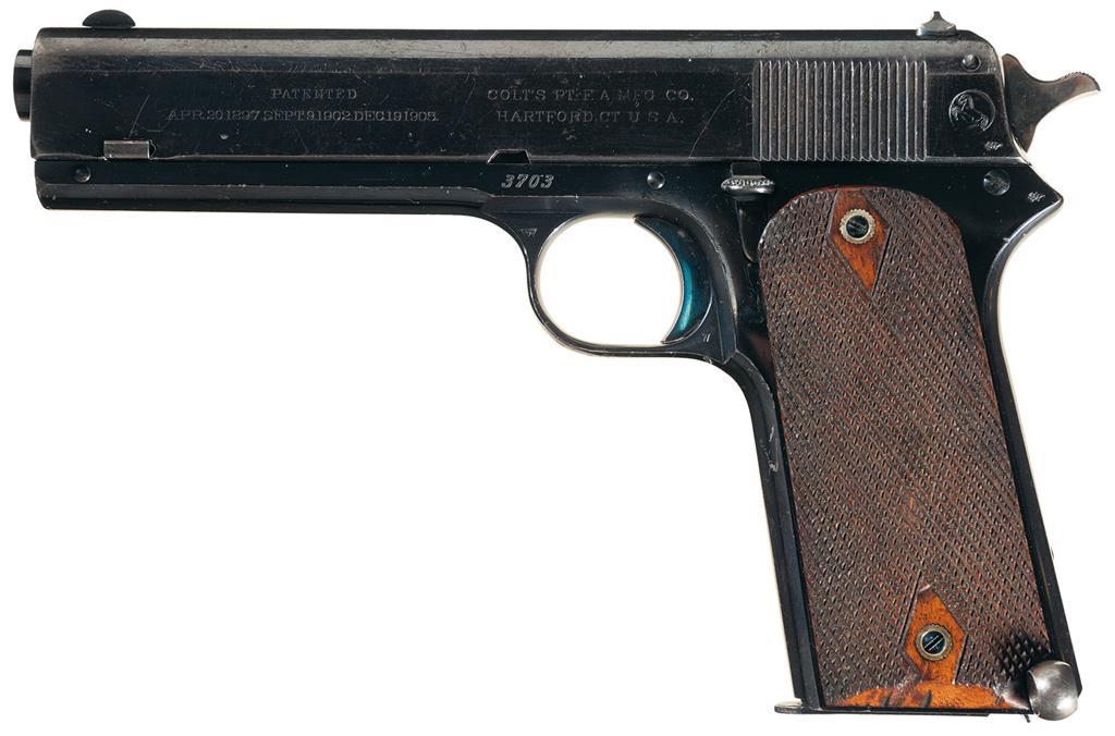 Beautiful British Proofed Colt Model 1905 Semi Automatic Pistol Rock Island Auction 9107