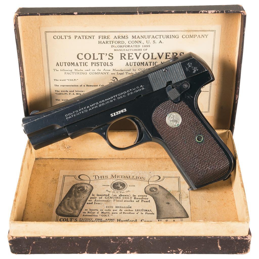 Colt Model 1903 Pocket Hammerless Semi-Automatic Pistol with Box | Rock ...