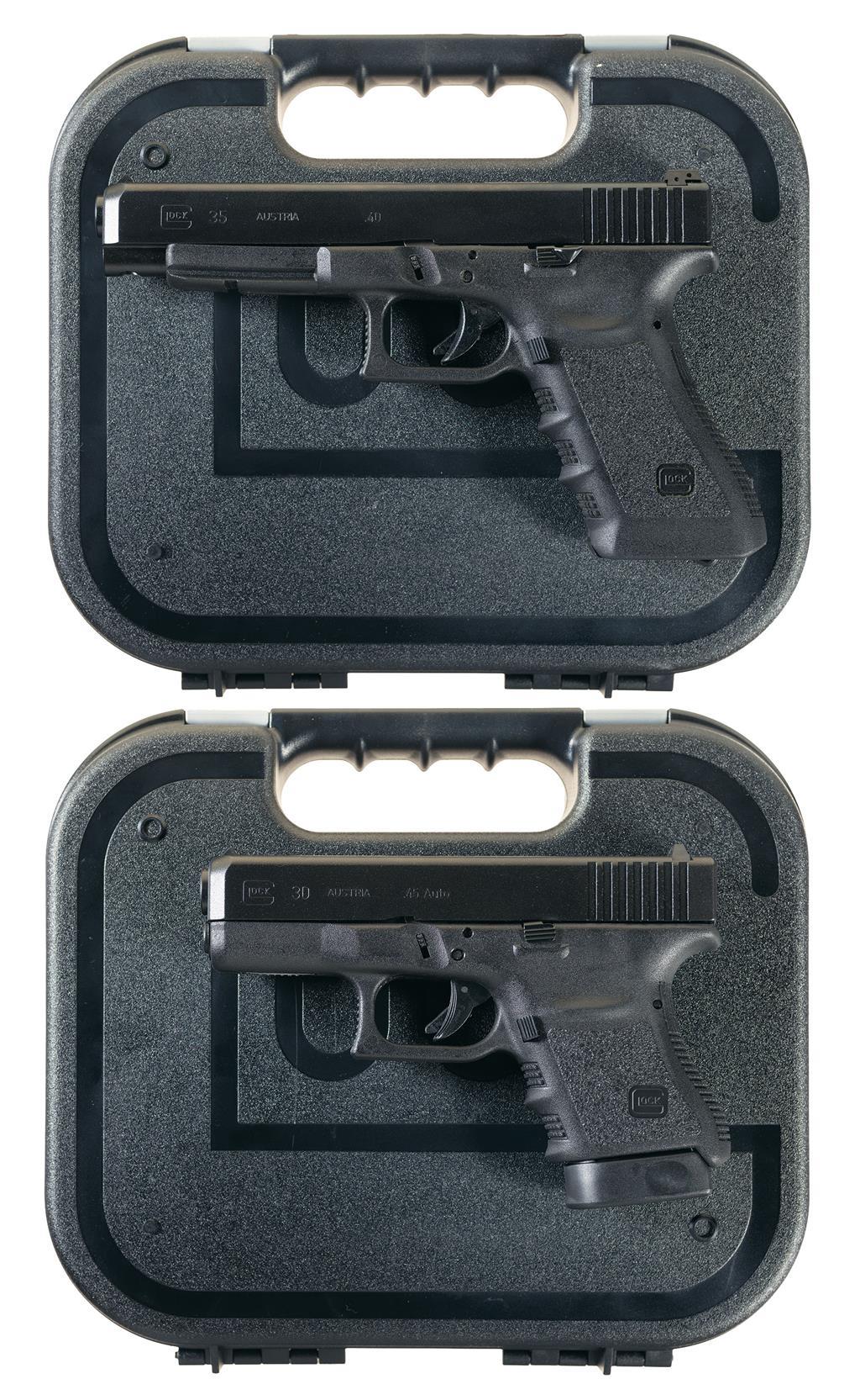Two Glock SemiAutomatic Pistols with Cases A) Glock 35 .40 S&W Rock Island Auction