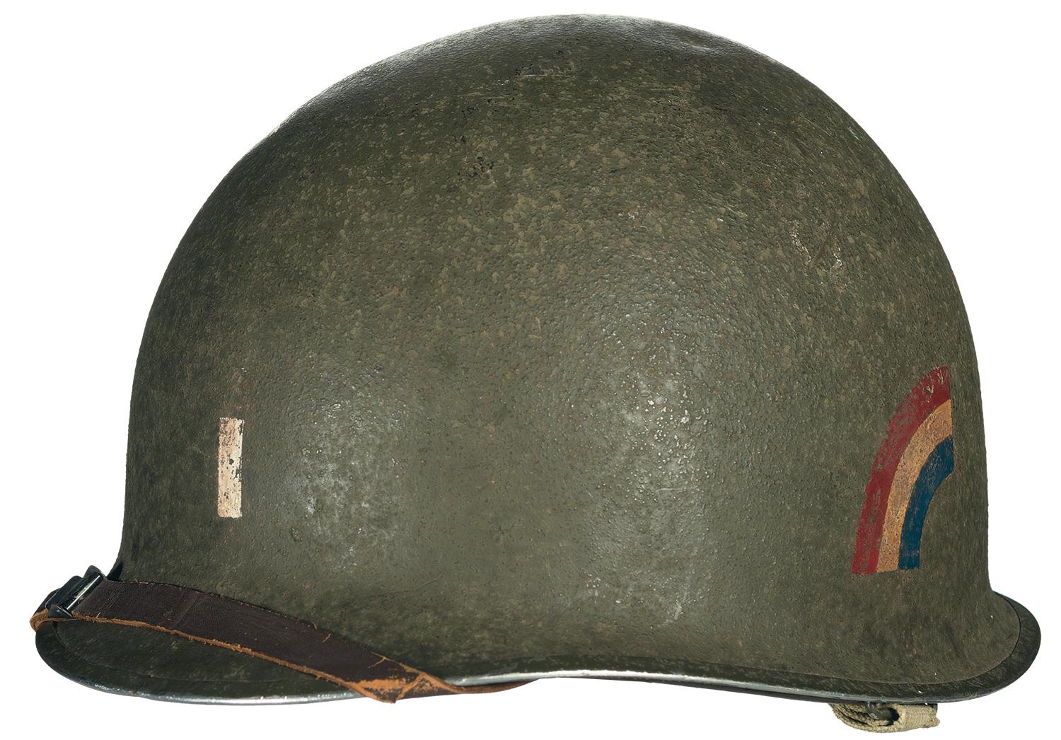 U.S. M1 Helmet Painted for a 1st Lieutenant in the 42nd Infantry Rock