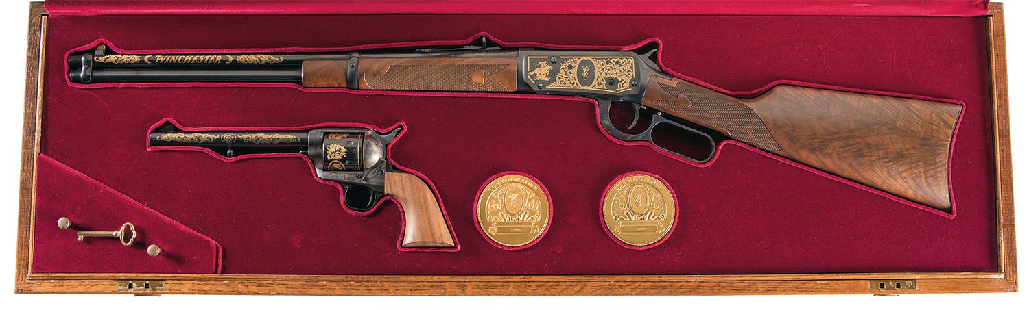 Colt Winchester Commemorative Set W  Shared Display Case And Com 