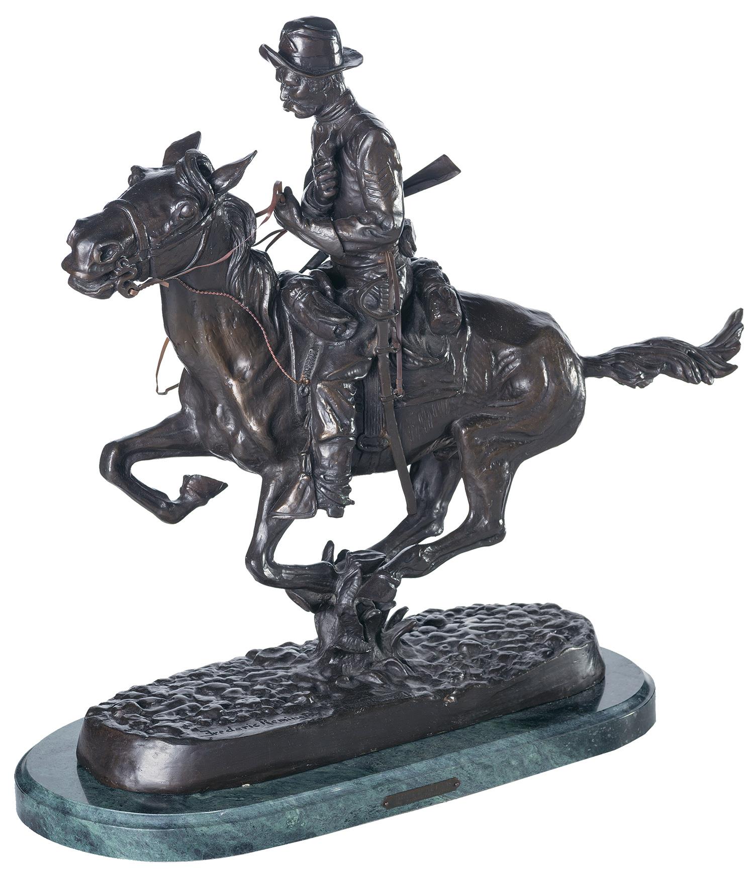 Frederic Remington Bronze Statue Trooper Of The Plains Rock Island   3372 