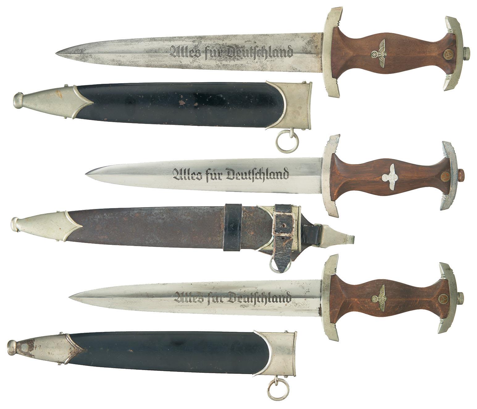 Three Nazi Daggers with Sheaths, One with a Vertical Hanger | Rock ...