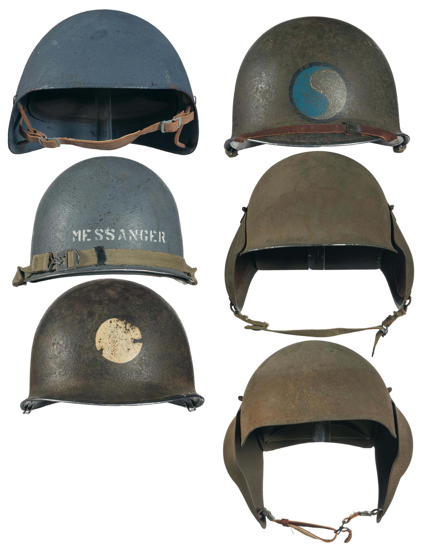 Grouping of Six World War Two U.S. Military Style Helmets | Rock Island ...