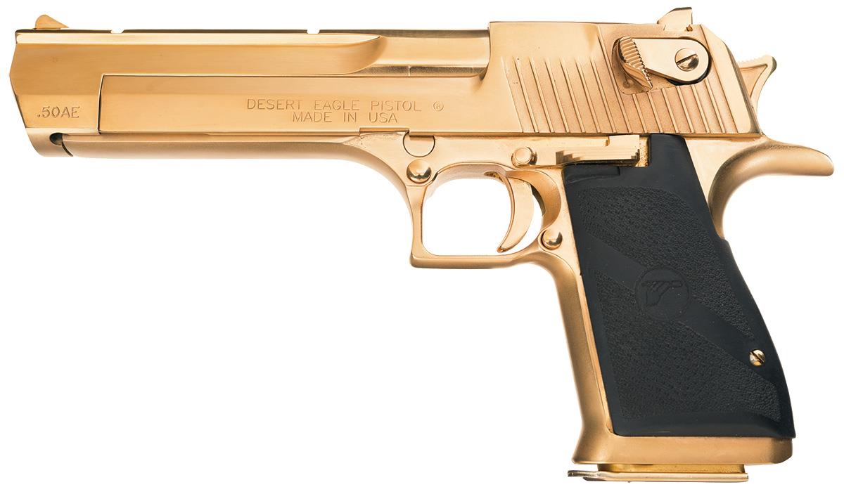 Gold Plated Magnum Research Desert Eagle Semi Automatic Pistol