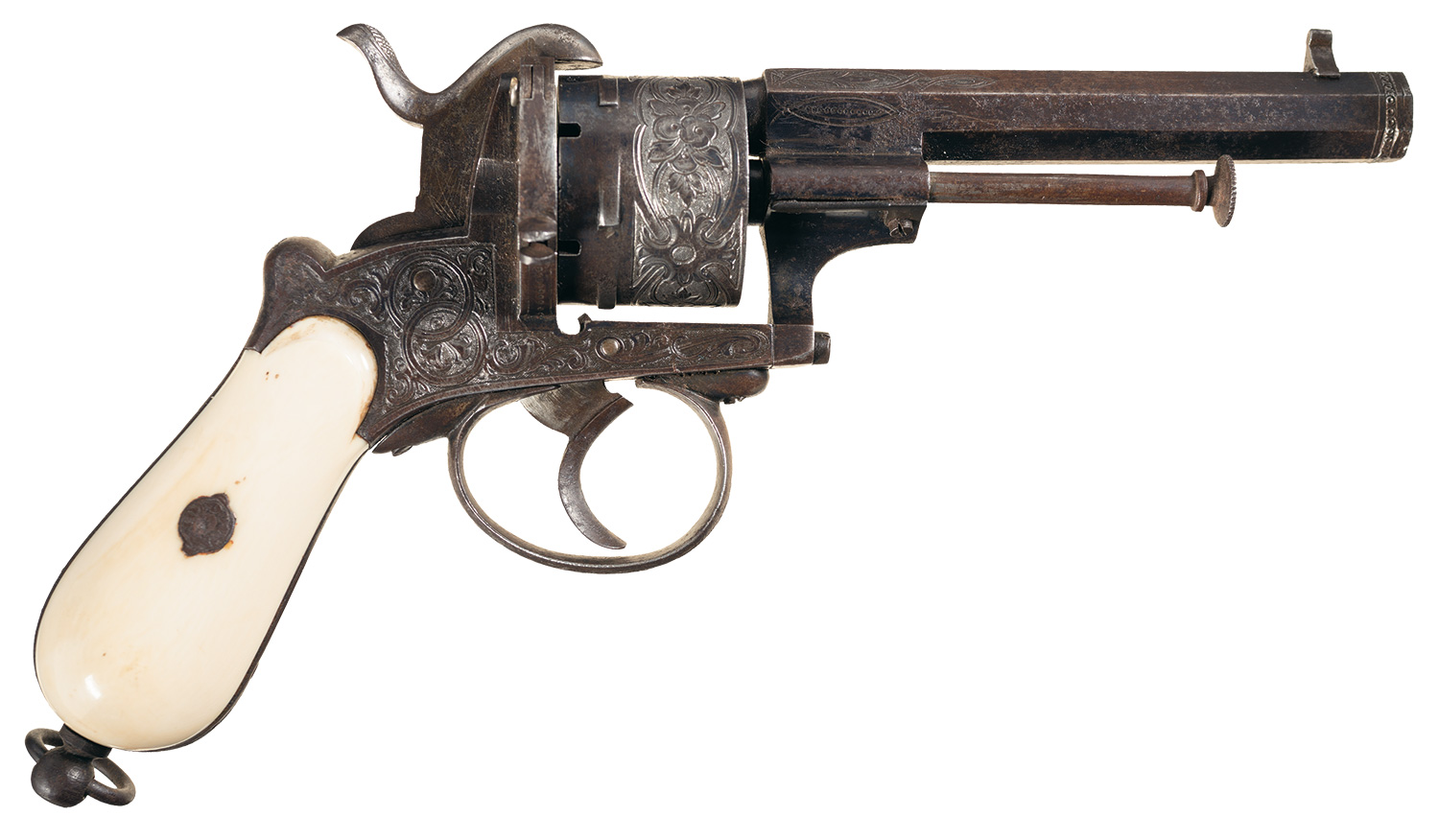 Engraved Lefaucheux Style Double Action Pinfire Revolver Rock Island Auction 6155