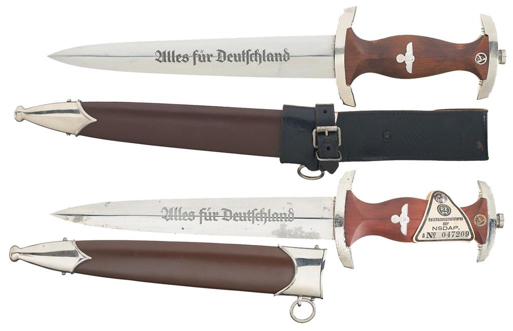 Two Nazi SA Daggers, One with Original RZM Paper Tag, with Sheat | Rock ...