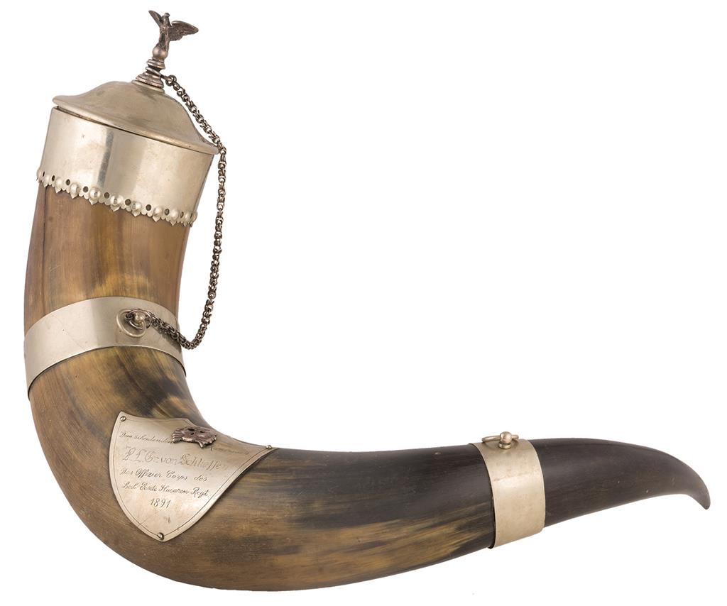 Massive Presentation Trophy Horn, Inscribed to Count Alfred von