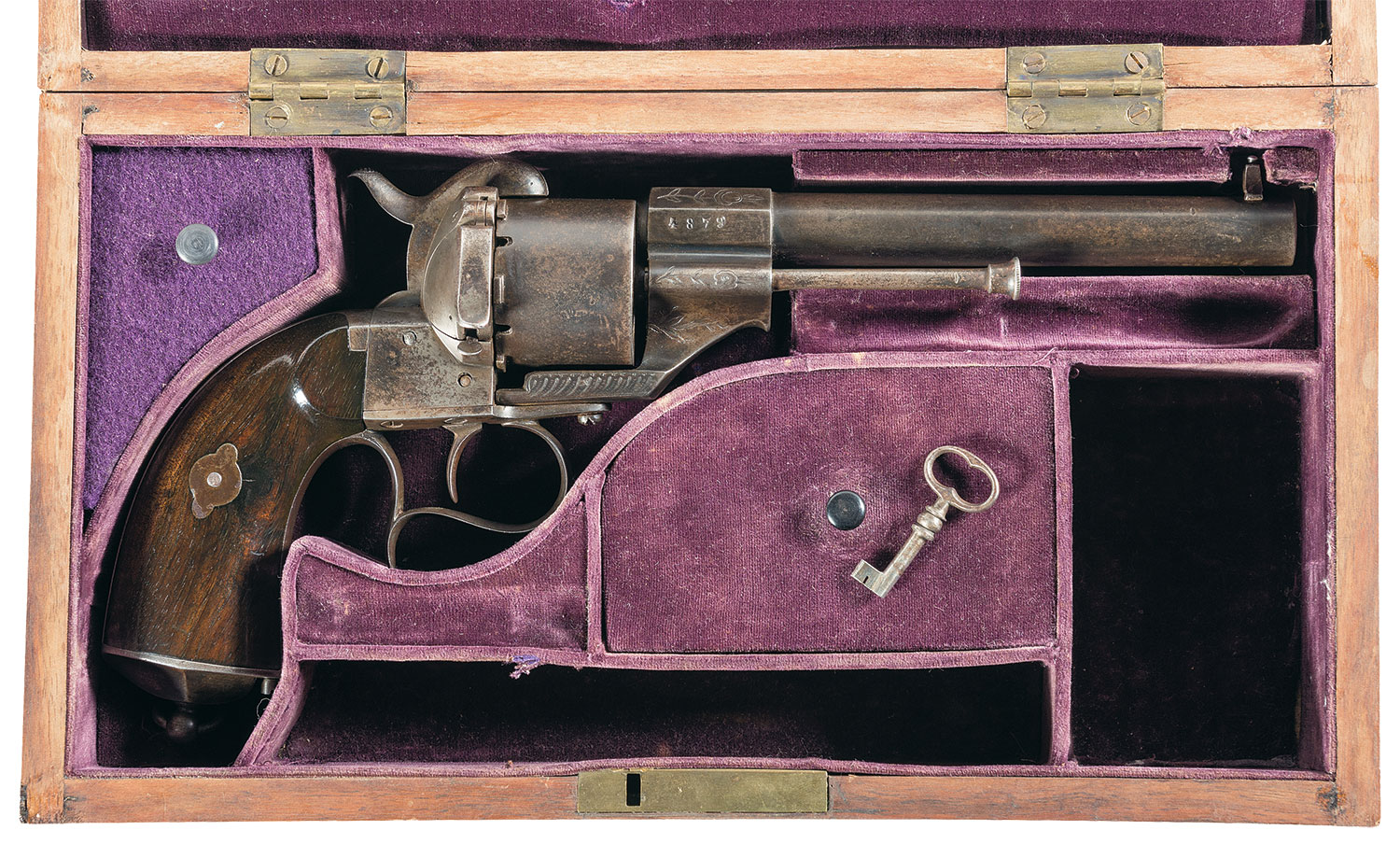 Cased Engraved Unmarked Double Action Pinfire Revolver Rock Island Auction 3763