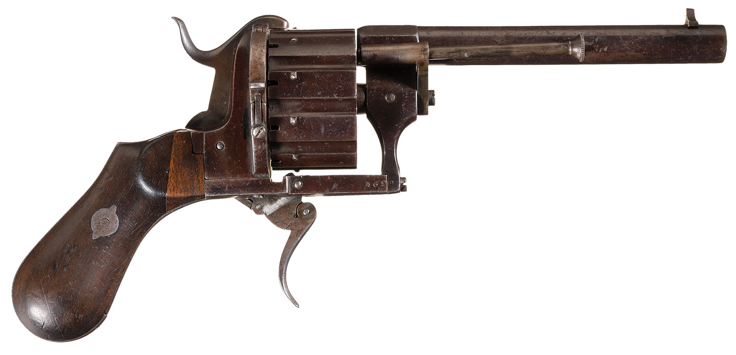 Unique Large European Ten Shot Double Action Pinfire Revolver Rock Island Auction 4512