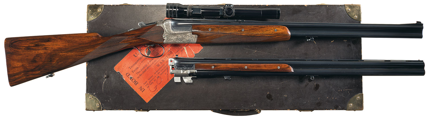 Cased Engraved Merkel Two Barrel Set Over/Under Rifle Shotgun | Rock ...