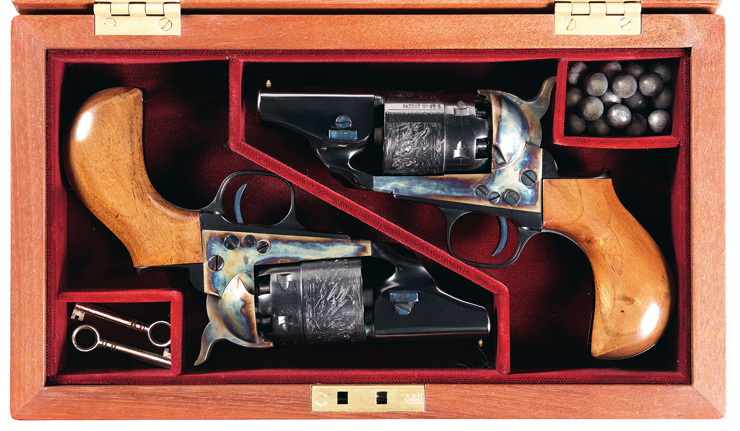 Exceptional Cased Pair Of Italian Snub Nose Colt 1860 Army Percu Rock
