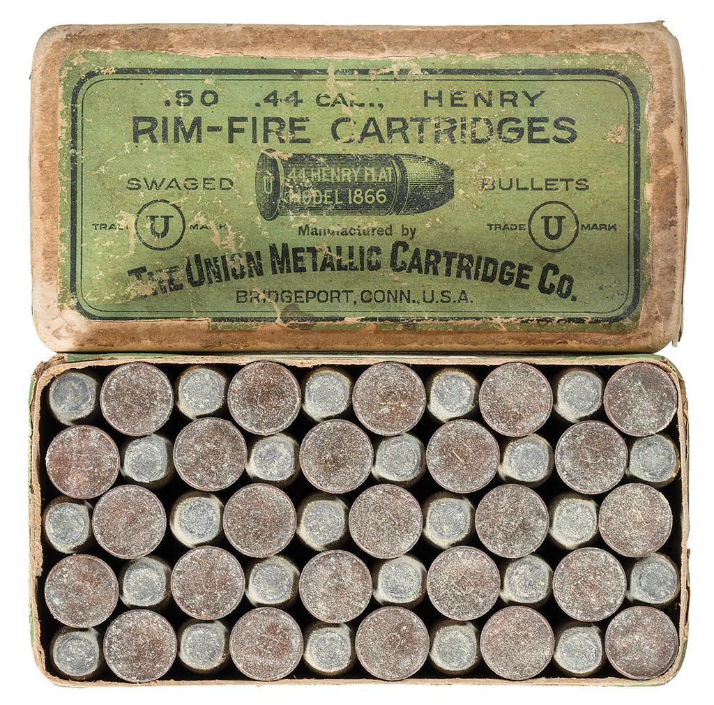 Vintage Box of Union Metallic Cartridge Co. .44 Henry Flat Rimfi