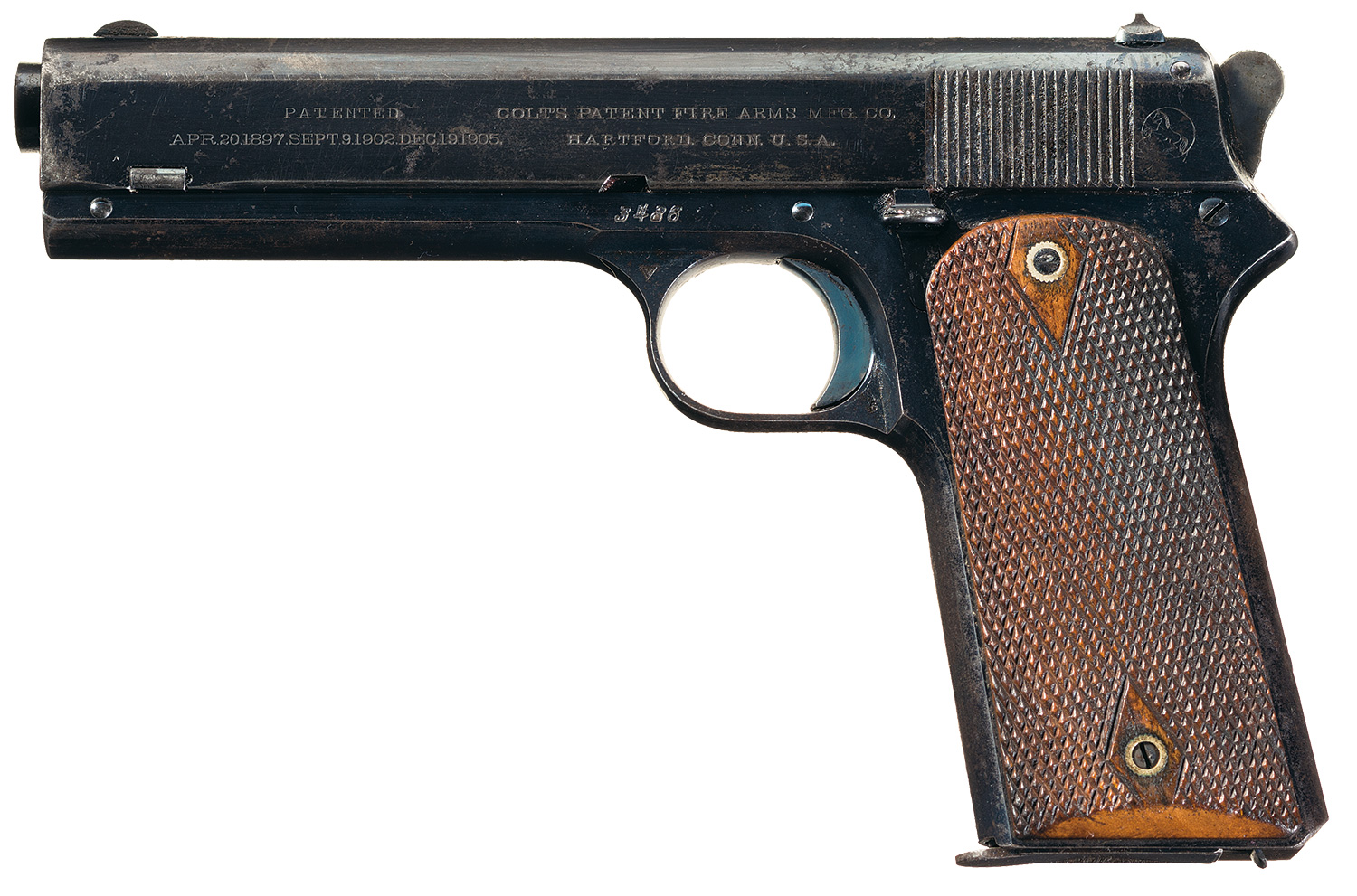 Fine Colt Model 1905 45 Acp Semi Automatic Pistol Rock Island Auction 8031