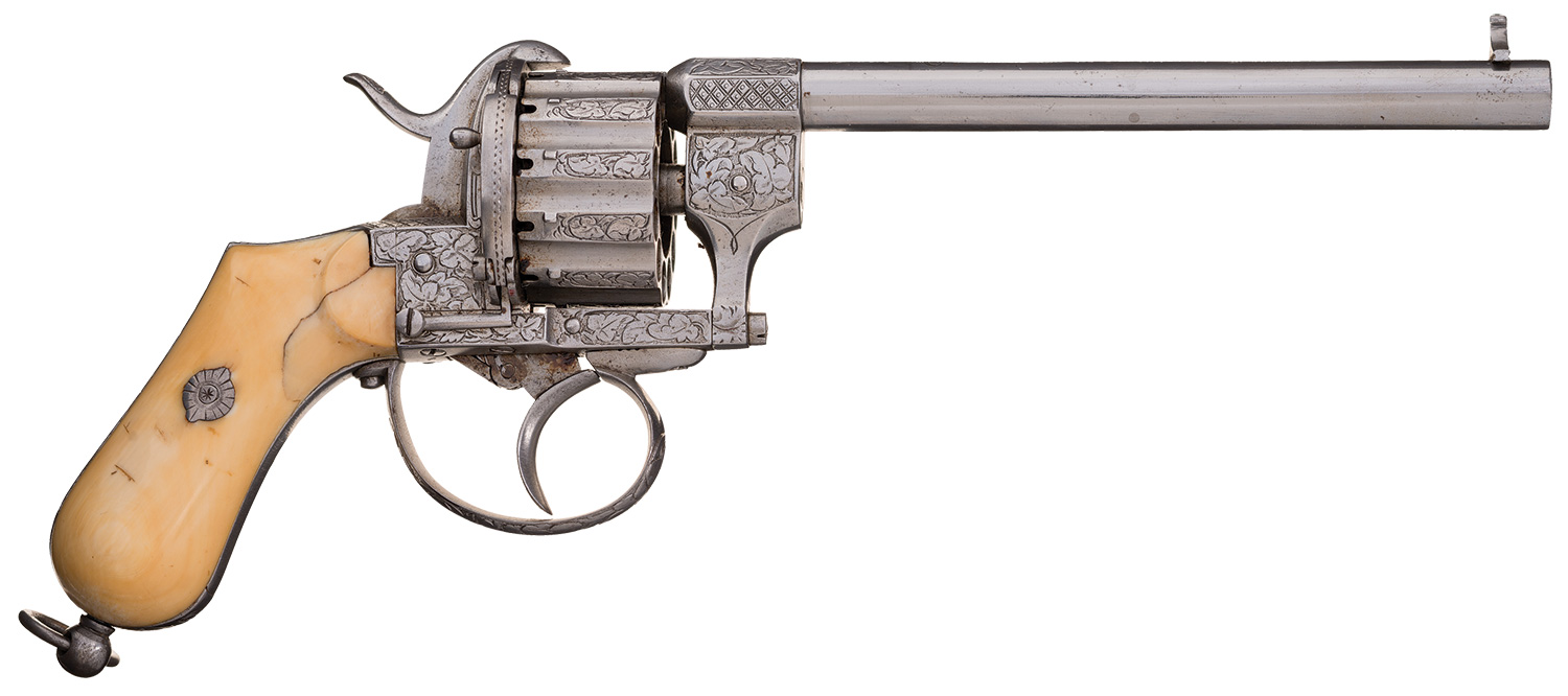 Engraved J Chaineux Twelve Shot Pinfire Double Action Revolver Rock Island Auction 0023