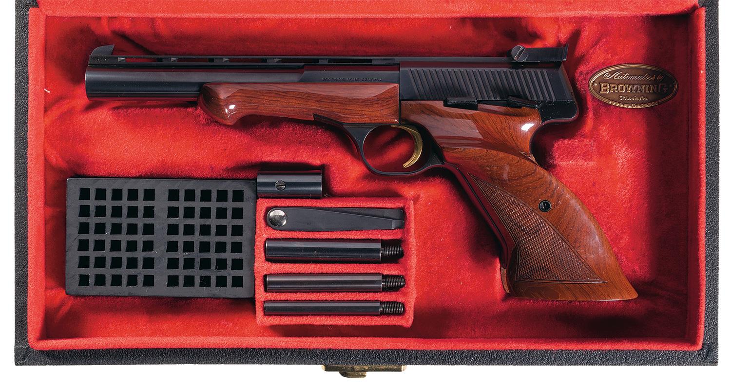 Belgian Browning Medalist Semi Automatic Target Pistol With Case Rock Island Auction 1238