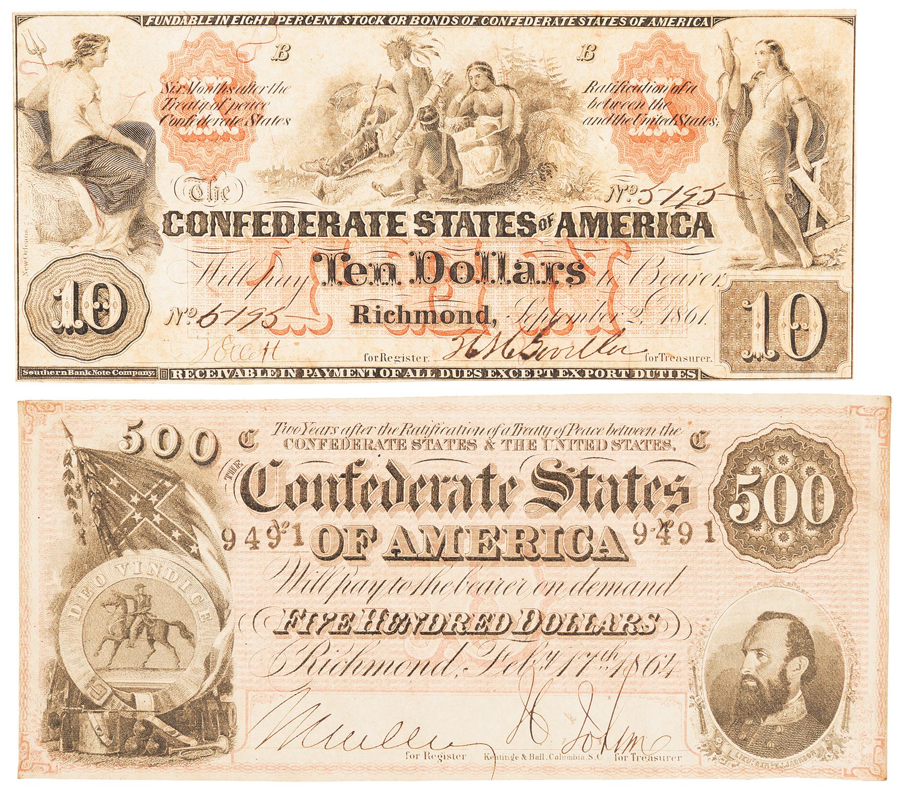 Two Confederate Bonds, Confederate States of America | Rock Island Auction