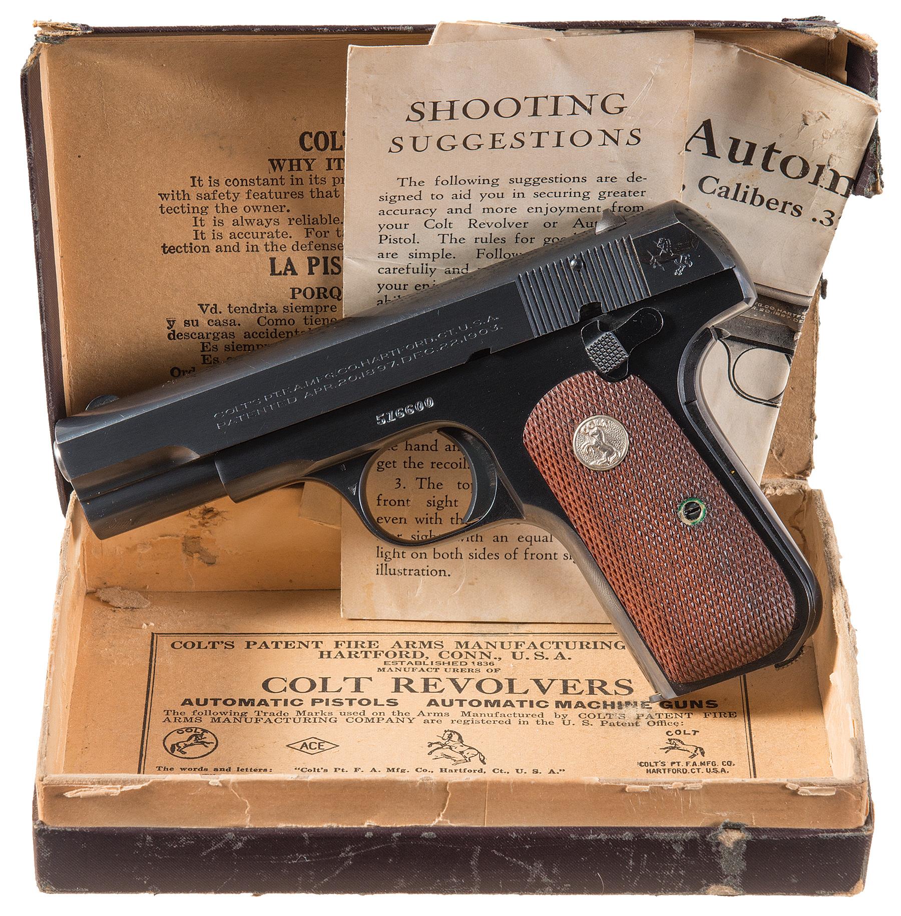 Colt 1903 Pocket Hammerless Pistol With Box Rock Island Auction 2147