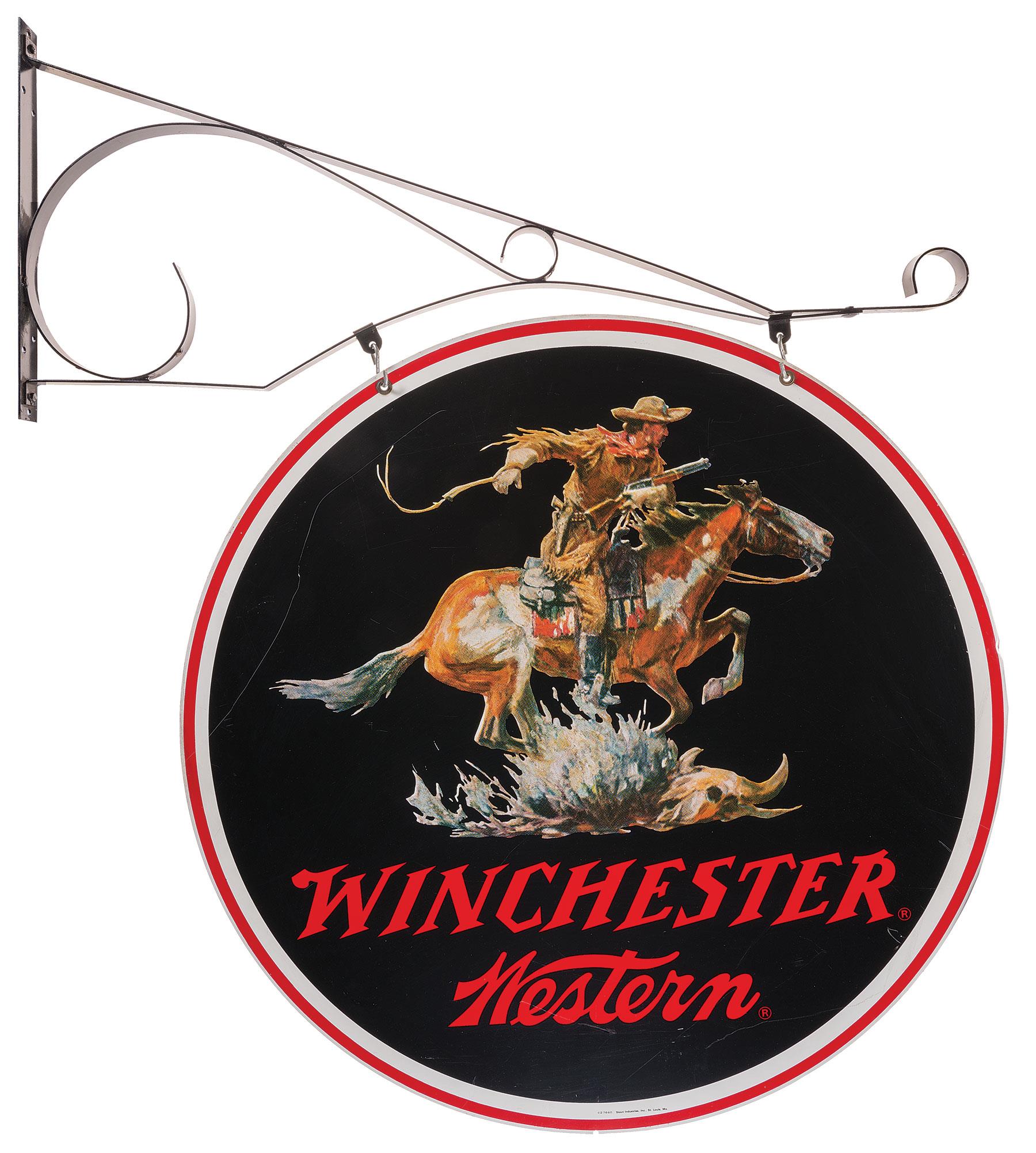 Winchester-Western 'Rider' Sign with Bracket | Rock Island Auction