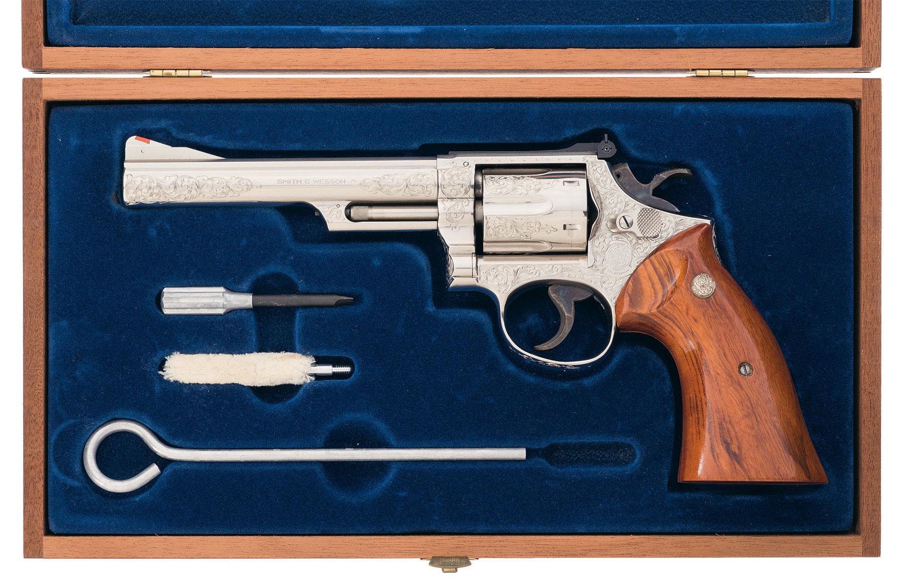 Factory Engraved Nickel Plated Smith & Wesson Model 19-3 | Rock