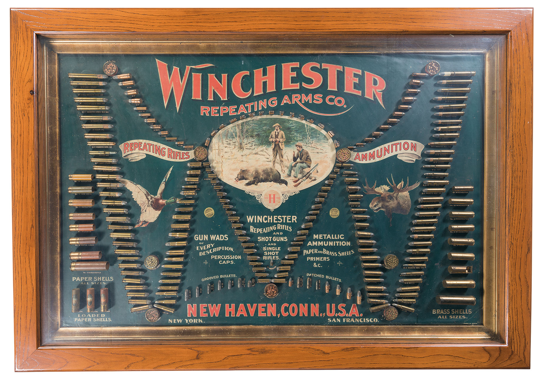 Desirable Winchester 'Double W' Ammunition Display Board Rock Island
