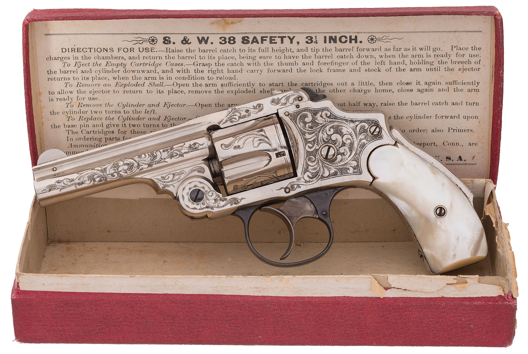 Engraved Smith & Wesson 38 Safety Hammerless Revolver | Rock