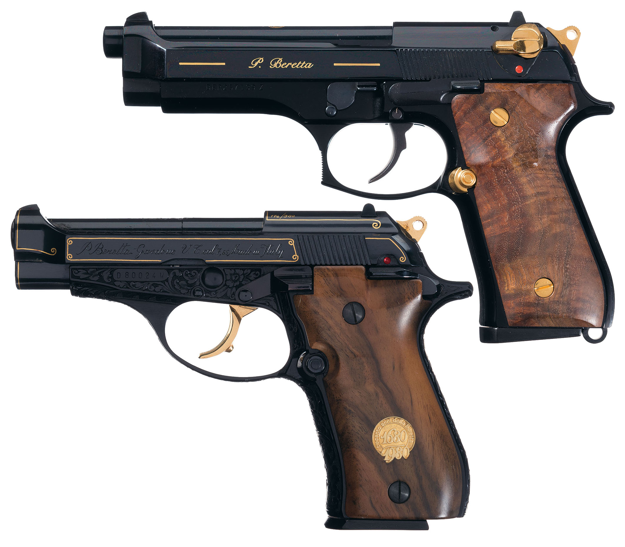 Two Gold Highlighted Beretta Semi-Automatic Pistols With Cases | Rock ...