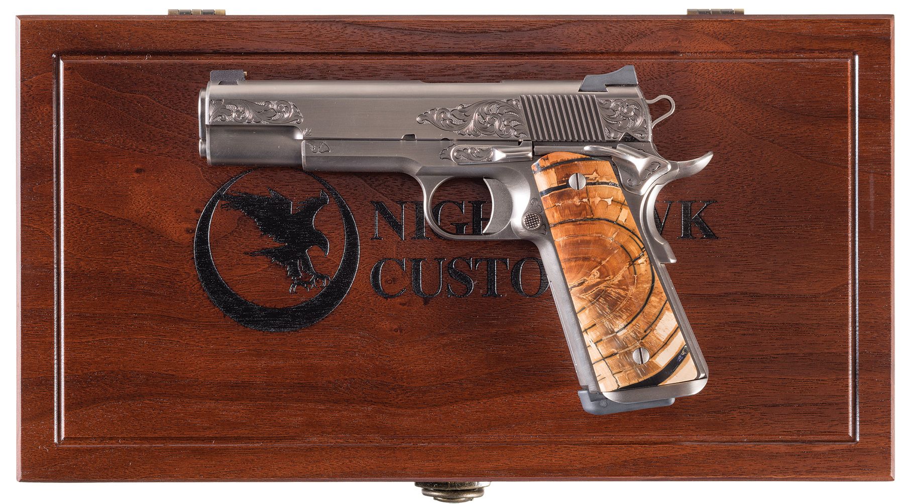 Factory Engraved Nighthawk Custom VIP 1911 SemiAutomatic Pistol Rock
