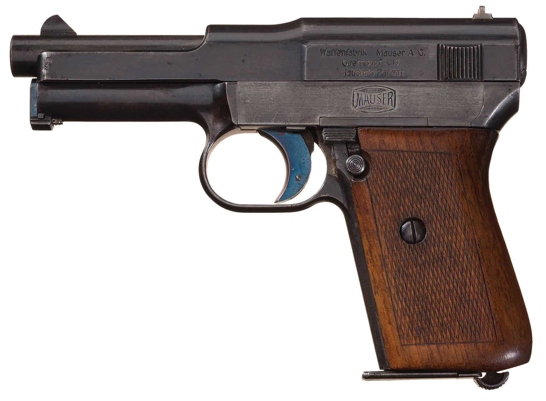 Rare Early Mauser Model 1914 Humpback Semi Automatic Pistol Rock Island Auction 1160