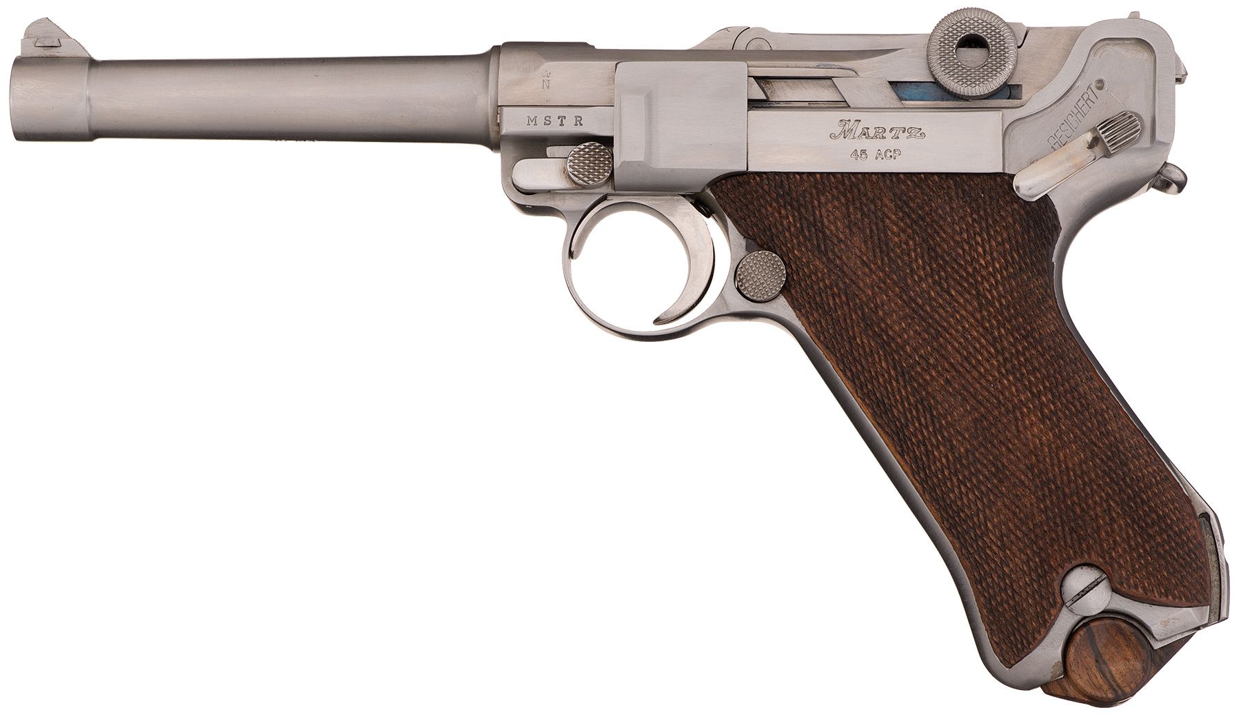 Martz 45ACP Luger Pistol w/Magazines and Stand | Rock Island Auction