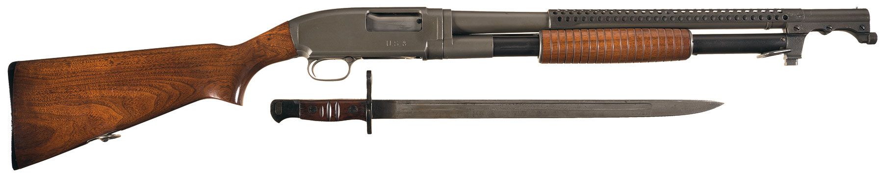 U.S. Marked Winchester Model 12 Trench Style Slide Action Shotgun with Bayo...
