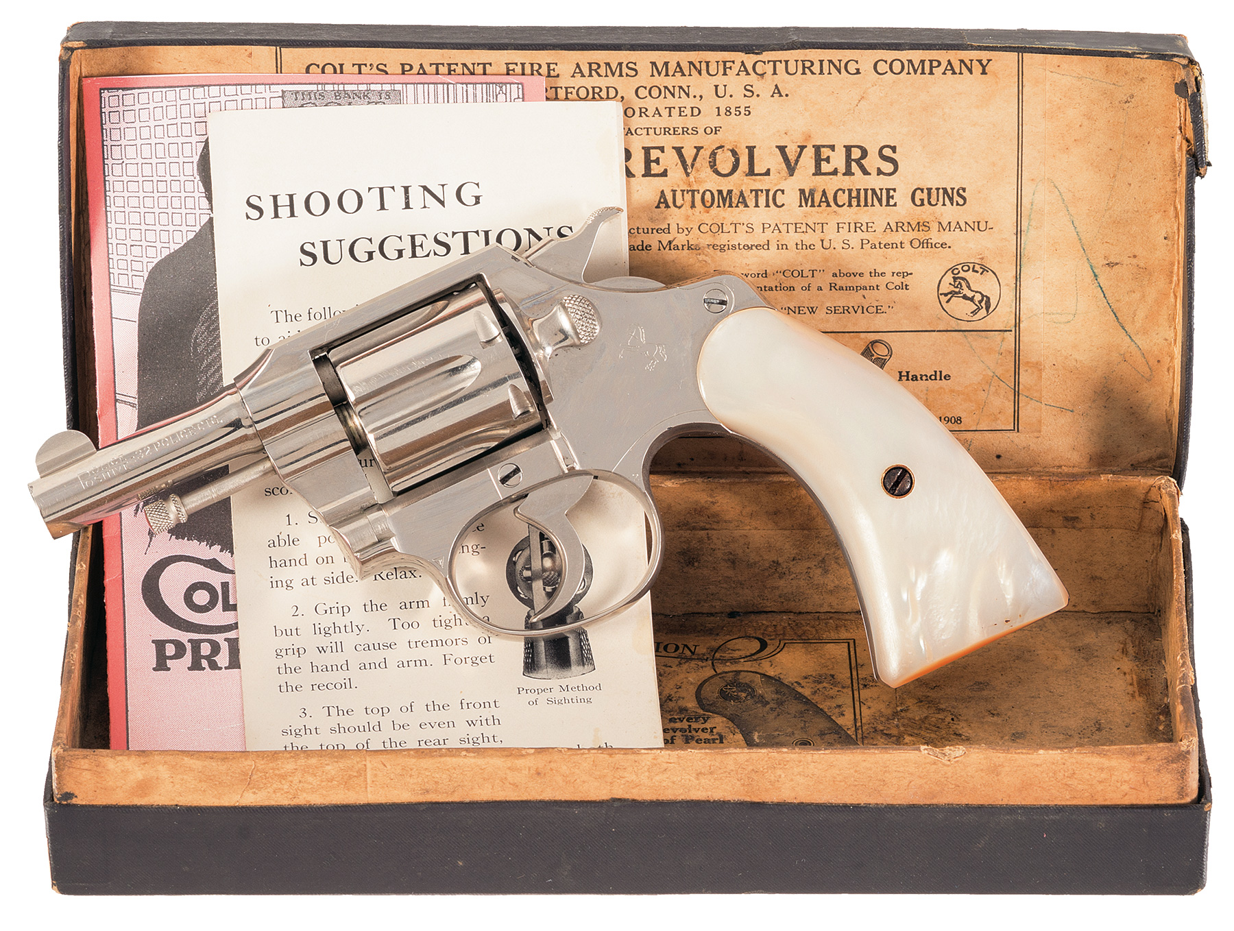 Nickeled Colt Police Positive Revolver with Pearl Grips and Box | Rock