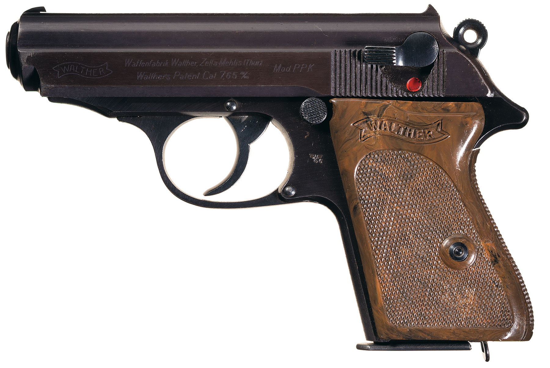 Set Impugnature In Legno Noce Turco Per Pistola Walther PPK - Incisione Pelle Di Serpente