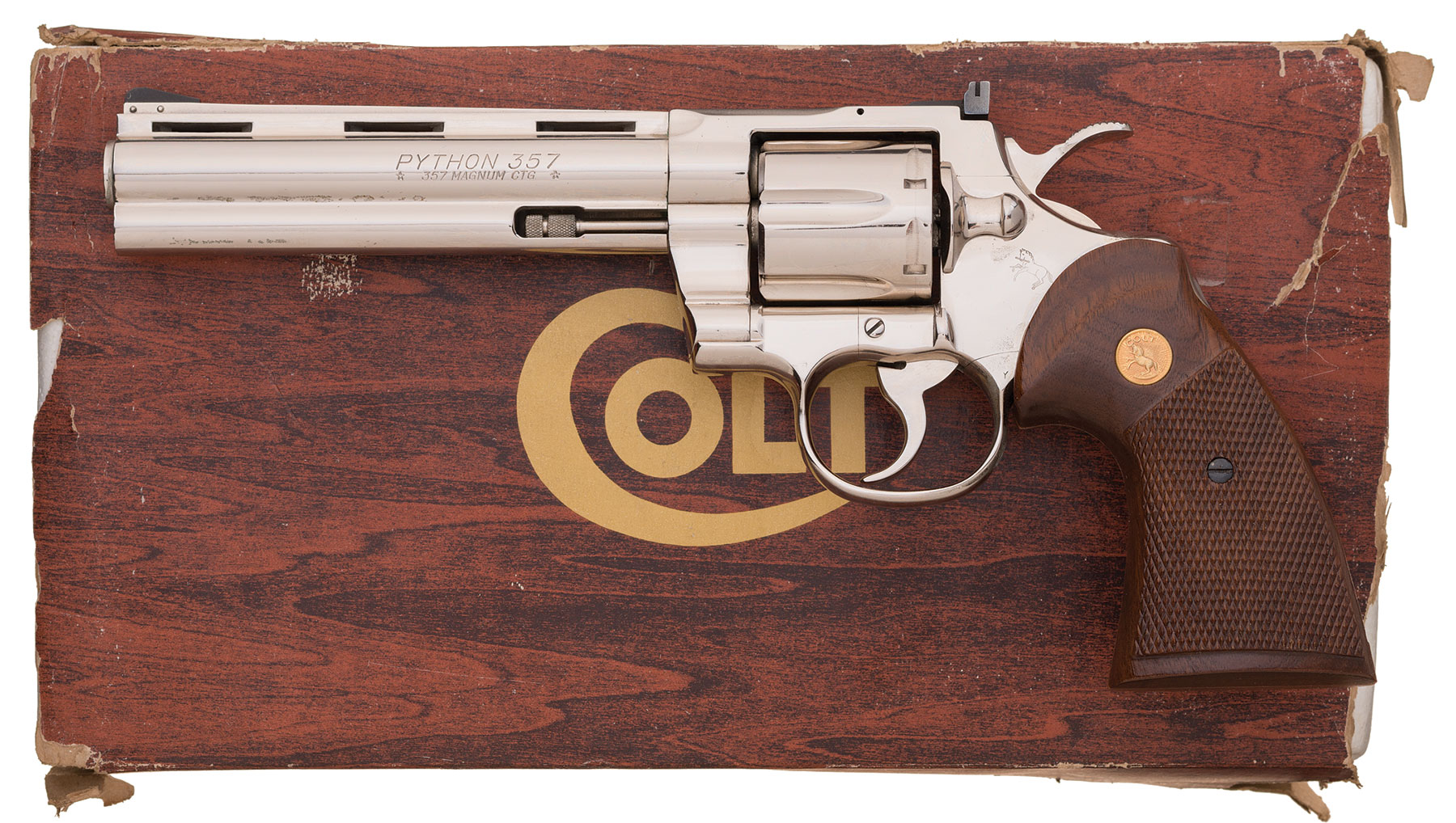 Desirable Nickel Colt Python Double Action Revolver with Box | Rock ...