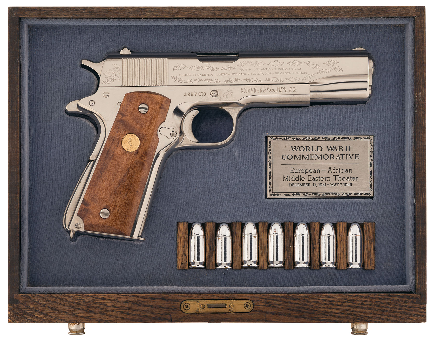 Cased Colt Wwii European Theater Commemorative Model 1911a1 Rock Island Auction 9724