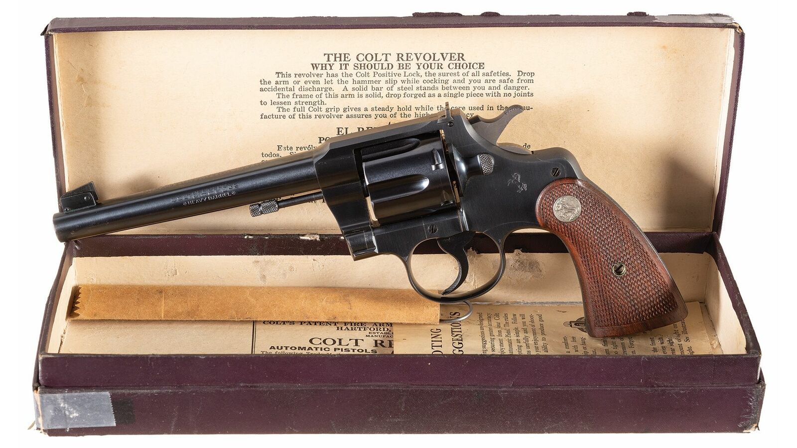 Colt Officers Model Heavy Barrel Target Revolver, 1940, w/Box | Rock ...