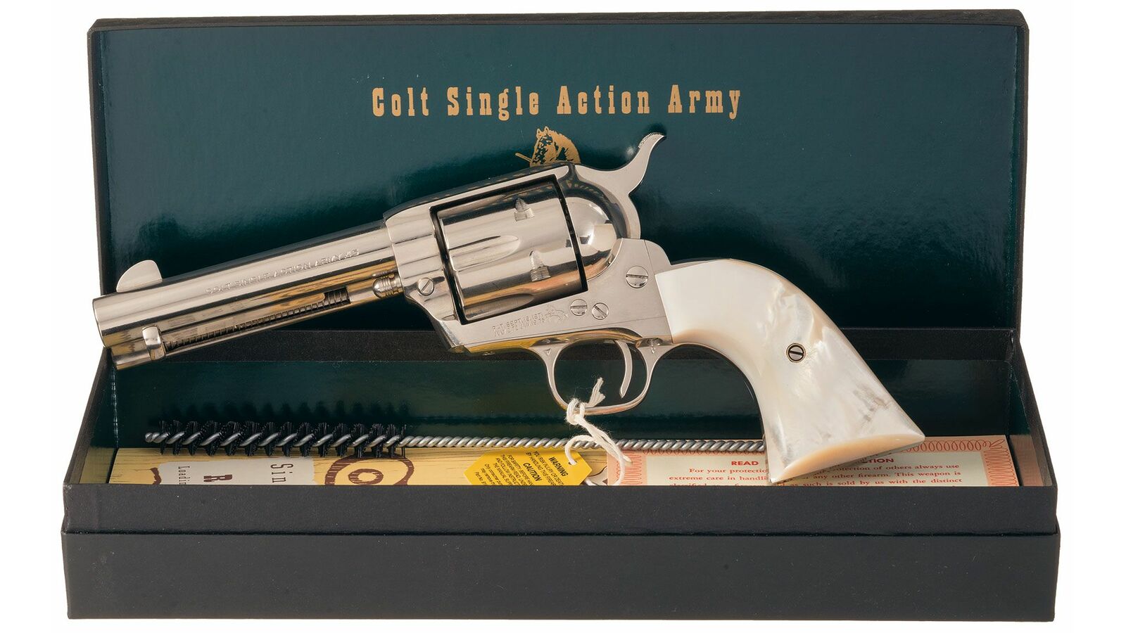 Nickel Colt 2nd Gen Single Action Army with Pearl Grips Rock Island